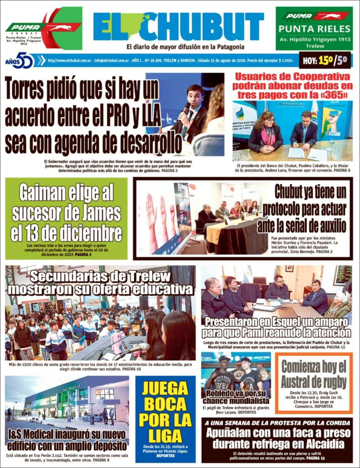 Media Panel - Developments and Systems | EL LUGAR DEL ENCUENTRO - Tapa del diario El Chubut