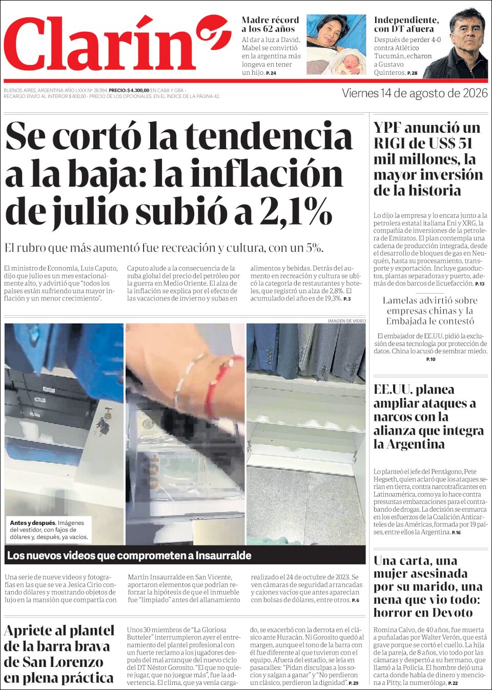Media Panel - Developments and Systems | EL LUGAR DEL ENCUENTRO - Tapa del diario Clarín 