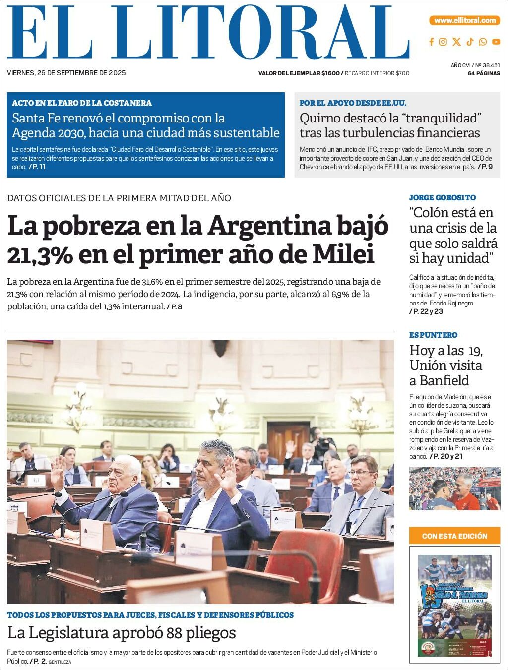Media Panel - Developments and Systems | EL LUGAR DEL ENCUENTRO - Tapa del diario El Litoral