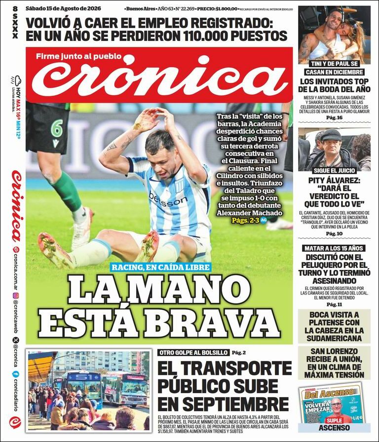 Media Panel - Developments and Systems | EL LUGAR DEL ENCUENTRO - Tapa del diario Crónica